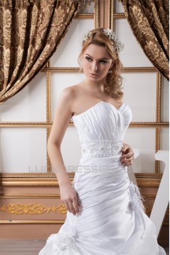 A-Line Sleeveless Satin Taffeta Sweetheart Sweet Wedding Dresses 2030546