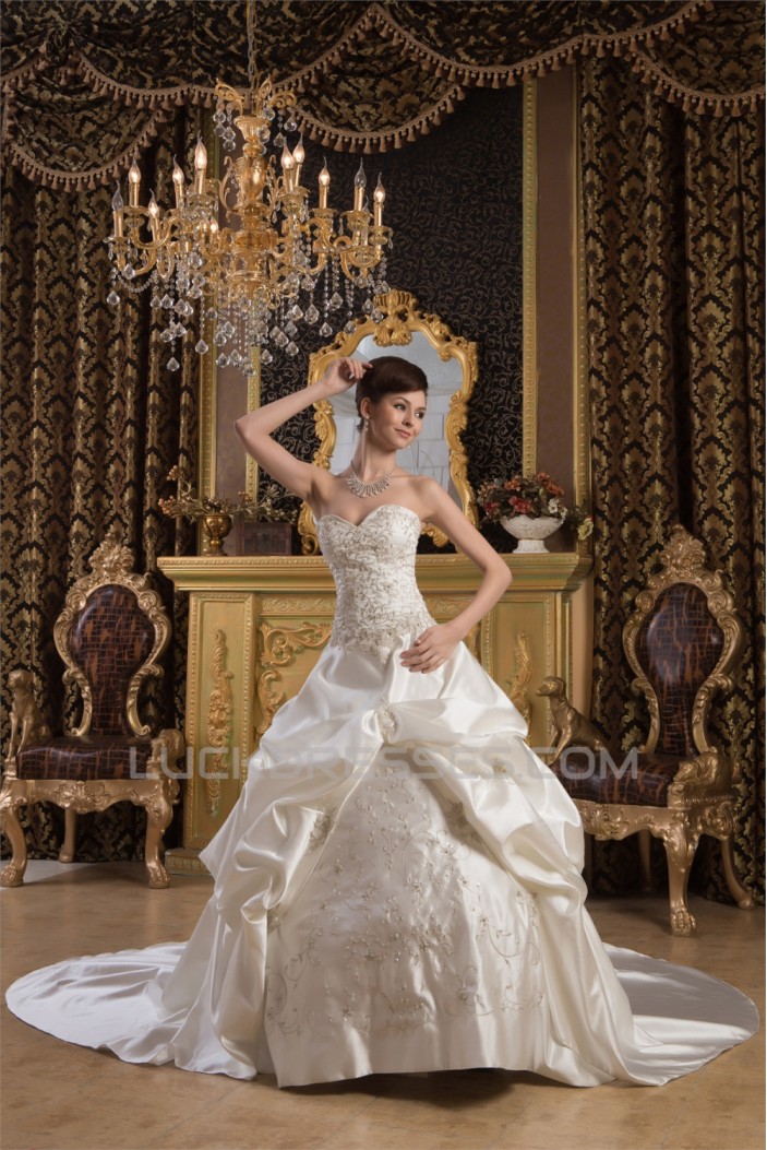 Ball Gown Sleeveless Sweetheart Satin New Arrival Wedding Dresses 2030553