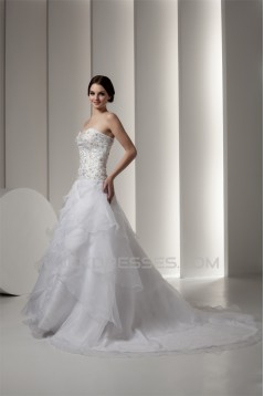 A-Line Sleeveless Sweetheart Satin New Arrival Wedding Dresses 2030554