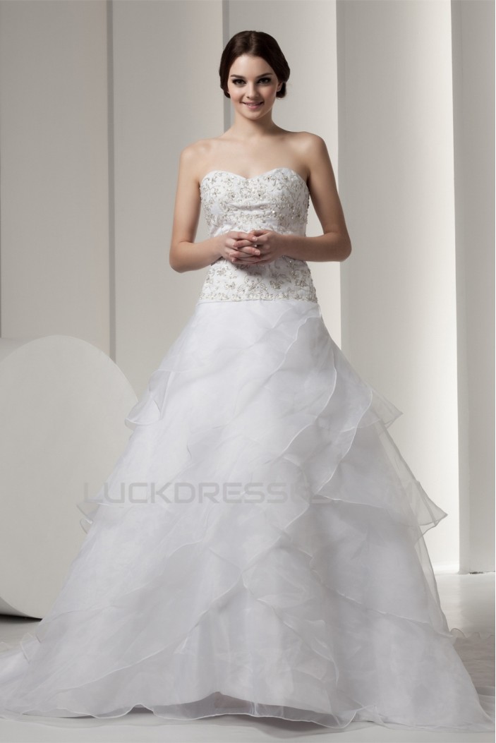 A-Line Sleeveless Sweetheart Satin New Arrival Wedding Dresses 2030554