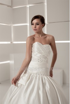 A-Line Sleeveless Sweetheart Satin Taffeta Beaded Wedding Dresses 2030555