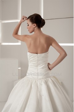 A-Line Sleeveless Sweetheart Satin Taffeta Beaded Wedding Dresses 2030555