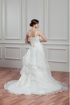 A-Line Spaghetti Straps Sleeveless Satin Organza Wedding Dresses 2030557