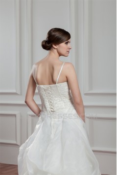 A-Line Spaghetti Straps Sleeveless Satin Organza Wedding Dresses 2030557