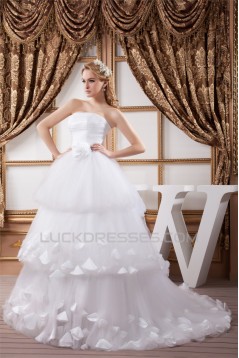 A-Line Strapless Satin Fine Netting Sleeveless Most Beautiful Wedding Dresses 2030559