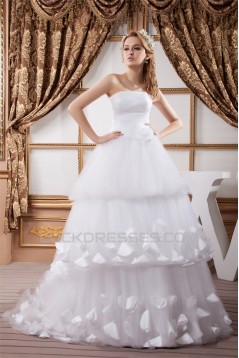 A-Line Strapless Satin Fine Netting Sleeveless Most Beautiful Wedding Dresses 2030559