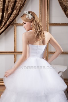 A-Line Strapless Satin Fine Netting Sleeveless Most Beautiful Wedding Dresses 2030559