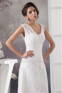 A-Line V-Neck Chiffon Silk like Satin Sleeveless New Arrival Wedding Dresses 2030567