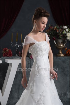 Amazing A-Line Satin Lace Straps Wedding Dresses 2030569