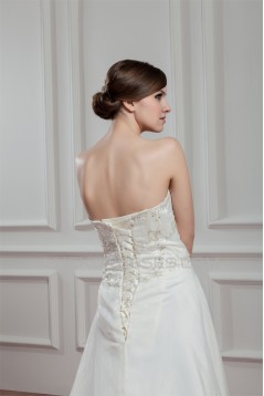 Amazing Satin Organza Sleeveless Strapless A-Line Wedding Dresses 2030575