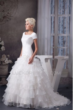 Amazing Satin Princess Sleeveless Portrait Wedding Dresses 2030576