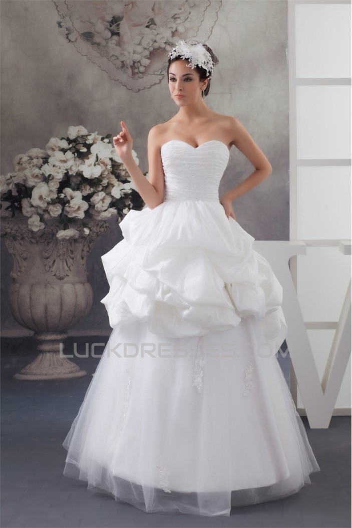 Amazing Satin Taffeta Fine Netting A-Line Lace Wedding Dresses 2030577
