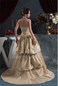 Amazing Satin Taffeta Sleeveless Spaghetti Straps Lace Wedding Dresses 2030578