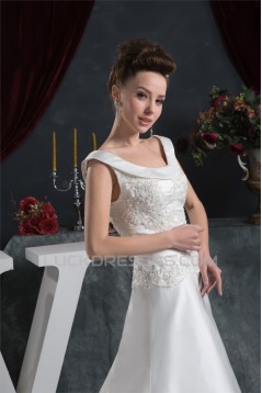 Amazing Scoop A-Line Sleeveless Satin Wedding Dresses 2030579