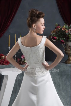 Amazing Scoop A-Line Sleeveless Satin Wedding Dresses 2030579