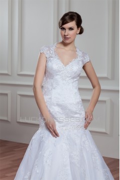 Amazing Sheer Satin Lace Organza Mermaid/Trumpet Wedding Dresses 2030580