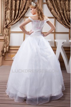 Amazing Ball Gown Off-the-Shoulder Satin Organza Wedding Dresses 2030583