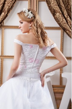 Amazing Ball Gown Off-the-Shoulder Satin Organza Wedding Dresses 2030583