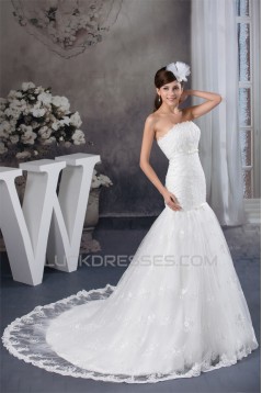 Amazing Sleeveless Satin Lace Strapless A-Line Wedding Dresses 2030584