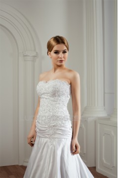Amazing Sleeveless Satin Lace Sweetheart A-Line Lace Wedding Dresses 2030585
