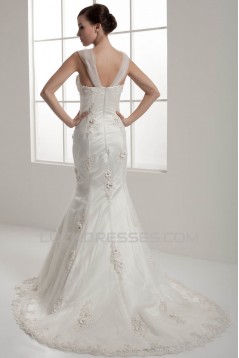 Amazing Trumpet/Mermaid Straps Satin Fine Netting Lace Wedding Dresses 2030590