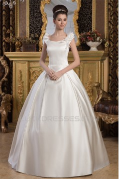 Amazing Straps Satin Netting Sleeveless A-Line Wedding Dresses 2030591