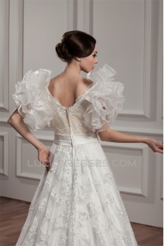 attractive A-Line Satin Lace Sleeveless Straps Reception Wedding Dresses 2030595