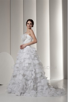 attractive Satin Strapless A-Line Sleeveless Wedding Dresses 2030597