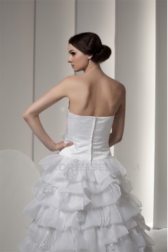 attractive Satin Strapless A-Line Sleeveless Wedding Dresses 2030597