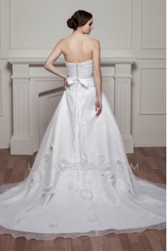 attractive Strapless Sleeveless Satin A-Line Wedding Dresses 2030599