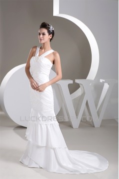 attractive V-Neck Mermaid/Trumpet Taffeta Wedding Dresses 2030600