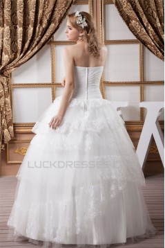 Ball Gown Satin Lace Fine Netting Strapless New Arrival Wedding Dresses 2030602