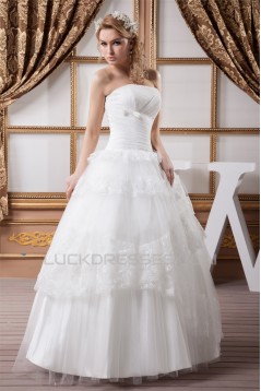 Ball Gown Satin Lace Fine Netting Strapless New Arrival Wedding Dresses 2030602