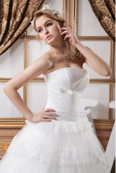 Ball Gown Satin Lace Fine Netting Strapless New Arrival Wedding Dresses 2030602