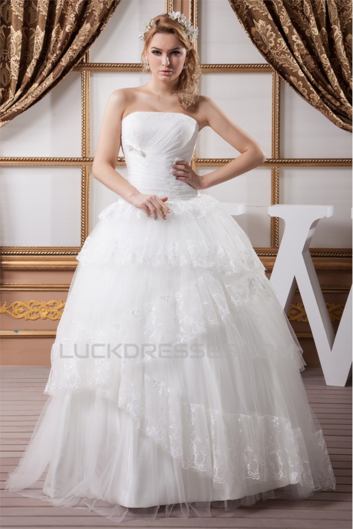 Ball Gown Satin Lace Fine Netting Strapless New Arrival Wedding Dresses 2030602