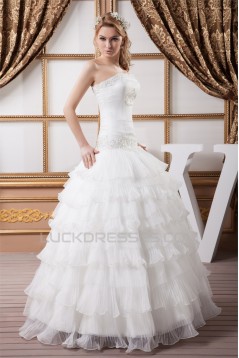 Ball Gown Sleeveless Satin Crunched Organza New Arrival Wedding Dresses 2030606