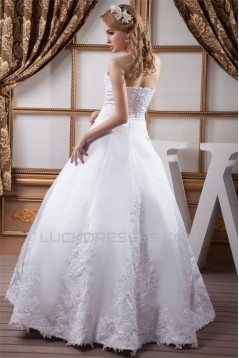 Ball Gown Sleeveless Sweetheart Satin Lace Wedding Dresses 2030609