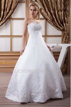 Ball Gown Sleeveless Sweetheart Satin Lace Wedding Dresses 2030609