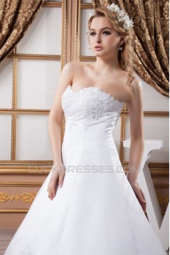 Ball Gown Sleeveless Sweetheart Satin Lace Wedding Dresses 2030609