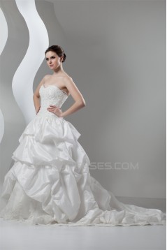 Ball Gown Sweetheart Sleeveless Lace Taffeta Lace Wedding Dresses 2030611