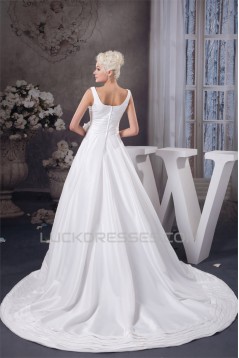 Beautiful A-Line Satin Taffeta Sleeveless Straps Wedding Dresses 2030614