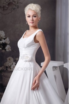 Beautiful A-Line Satin Taffeta Sleeveless Straps Wedding Dresses 2030614
