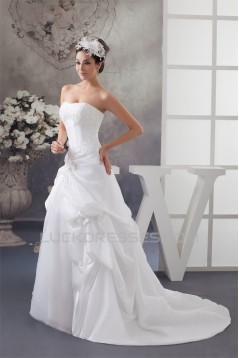 Beautiful A-Line Sleeveless Strapless Satin Taffeta Wedding Dresses 2030617