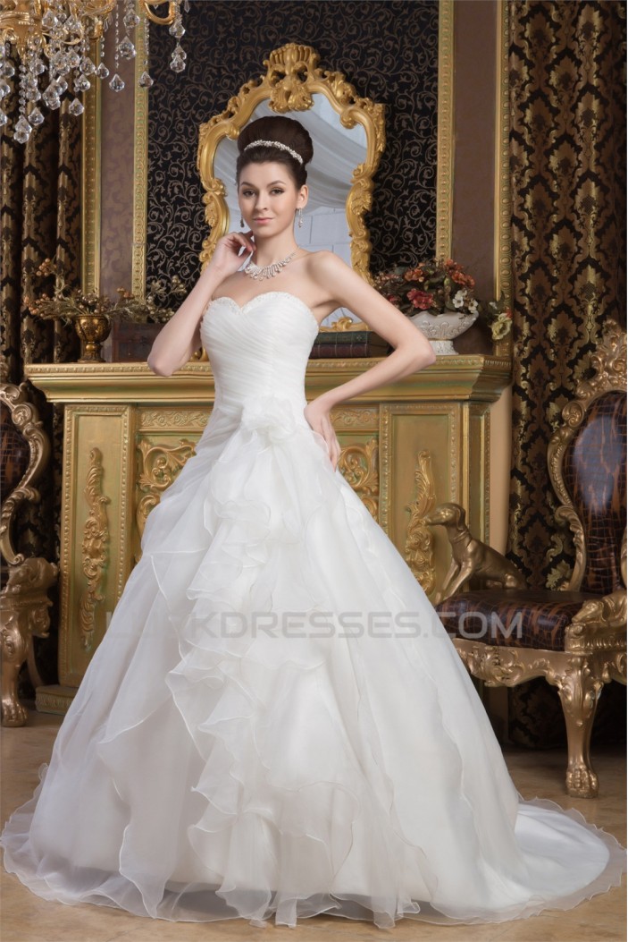 Beautiful A-Line Sweetheart Sleeveless Satin Wedding Dresses 2030621