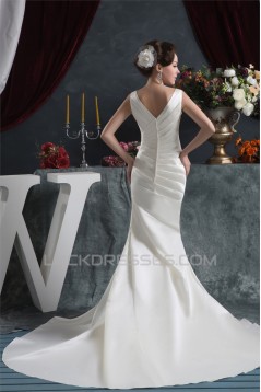 Beautiful Mermaid/Trumpet Straps Satin Wedding Dresses 2030624