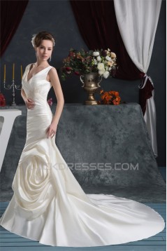 Beautiful Mermaid/Trumpet Straps Satin Wedding Dresses 2030624