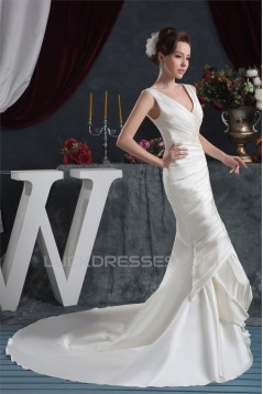 Beautiful Mermaid/Trumpet Straps Satin Wedding Dresses 2030624