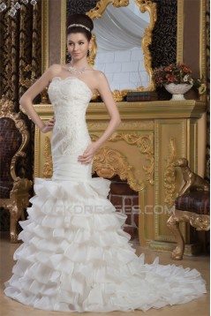 Beautiful Satin Sweetheart Princess Sleeveless Wedding Dresses 2030627