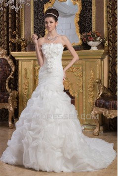 Beautiful Sleeveless Satin Strapless A-Line Wedding Dresses 2030631