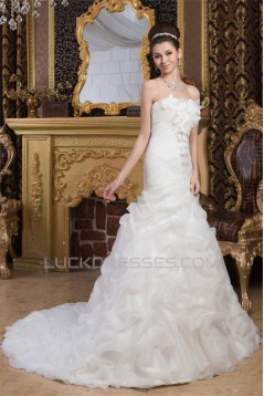 Beautiful Sleeveless Satin Strapless A-Line Wedding Dresses 2030631